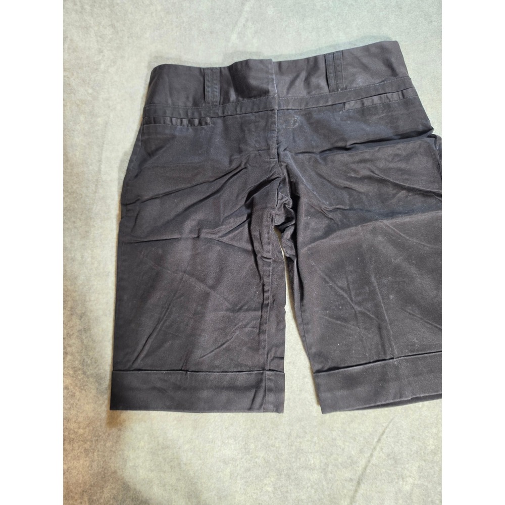 Studio Y Womens Dark Brown Cuffed Bermuda Shorts Leopard Trim Size 1/2